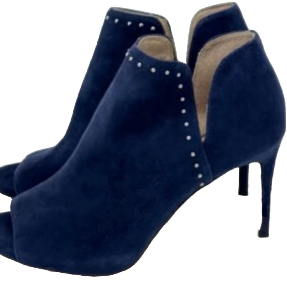 White House Black Market Blue Stud-Trim Suede Women’s Booties Size 9